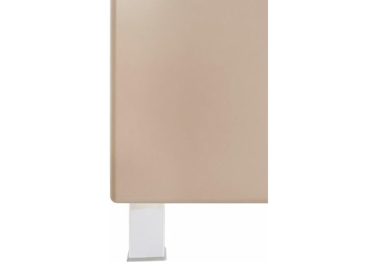 Miami Sideboard mit 2 Türen und Soft-Close Beschlägen, Autometallic Lackierung, chromfarbene Griffe, Füsse und Logo aus hochwertigem Autoschriftzug, in taupe