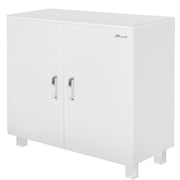 Miami Sideboard mit 2 Türen und Soft-Close Beschlägen, Autometallic Lackierung, chromfarbene Griffe, Füsse und Logo aus hochwertigem Autoschriftzug, in weiß