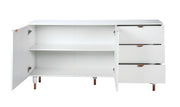 Pattern - Sideboard mit 2 Türen und 3 Schubladen mit Soft-Close, gefräster Front, weiss mit Kupferakzenten - einrichten-24, Kommoden & Sideboards 