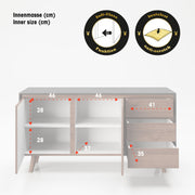 PLAYBOY - Sideboard "VICTORIA" mit 3 Schubladen und 2 Türen, sanft-schliessend, Walnuss/Grau, Retro-Design,Kommoden & Vitrinen - playboy