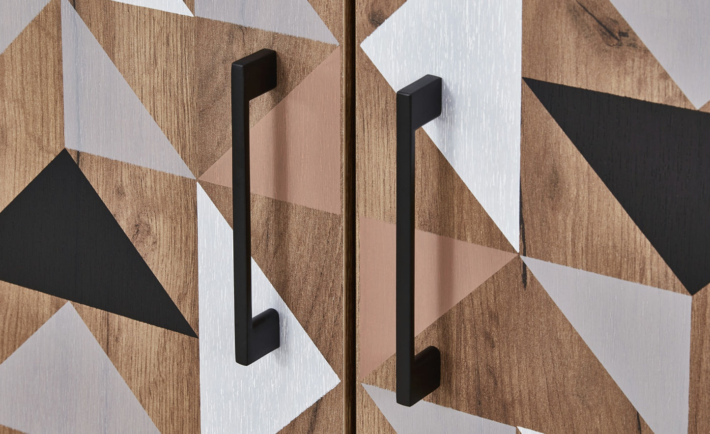 Spectral - Highboard mit 2 Türen mit Soft-Close, bedruckter Front, tobacco oak mit schwarz matt lackierten Metallkomponenten - einrichten-24, Kommoden & Sideboards 