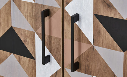 Spectral - Highboard mit 2 Türen mit Soft-Close, bedruckter Front, tobacco oak mit schwarz matt lackierten Metallkomponenten - einrichten-24, Kommoden & Sideboards 