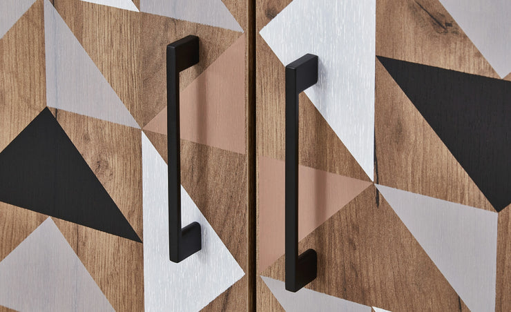 Spectral - Highboard mit 2 Türen mit Soft-Close, bedruckter Front, tobacco oak mit schwarz matt lackierten Metallkomponenten - einrichten-24, Kommoden & Sideboards 