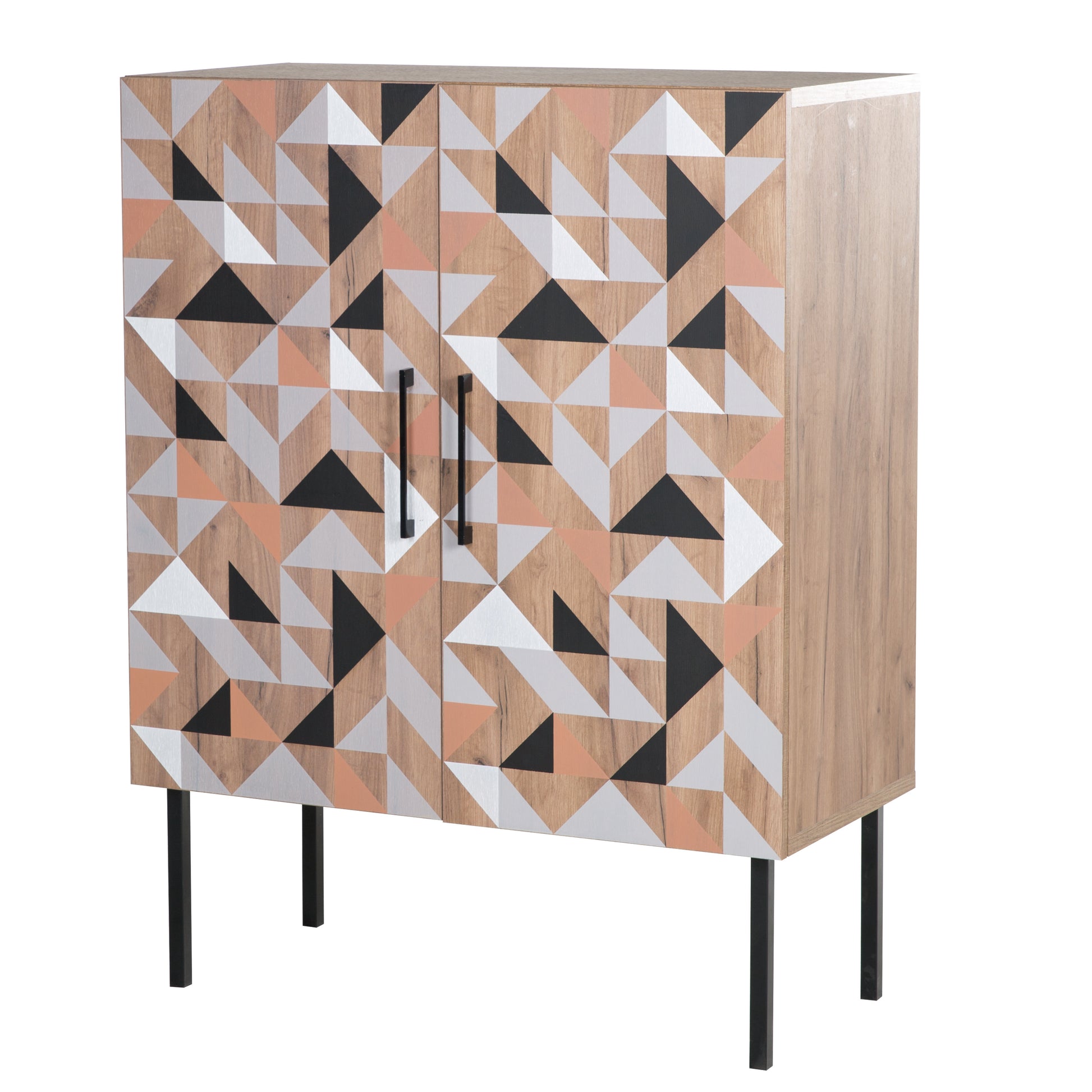 Spectral - Highboard mit 2 Türen mit Soft-Close, bedruckter Front, tobacco oak mit schwarz matt lackierten Metallkomponenten - einrichten-24, Kommoden & Sideboards 