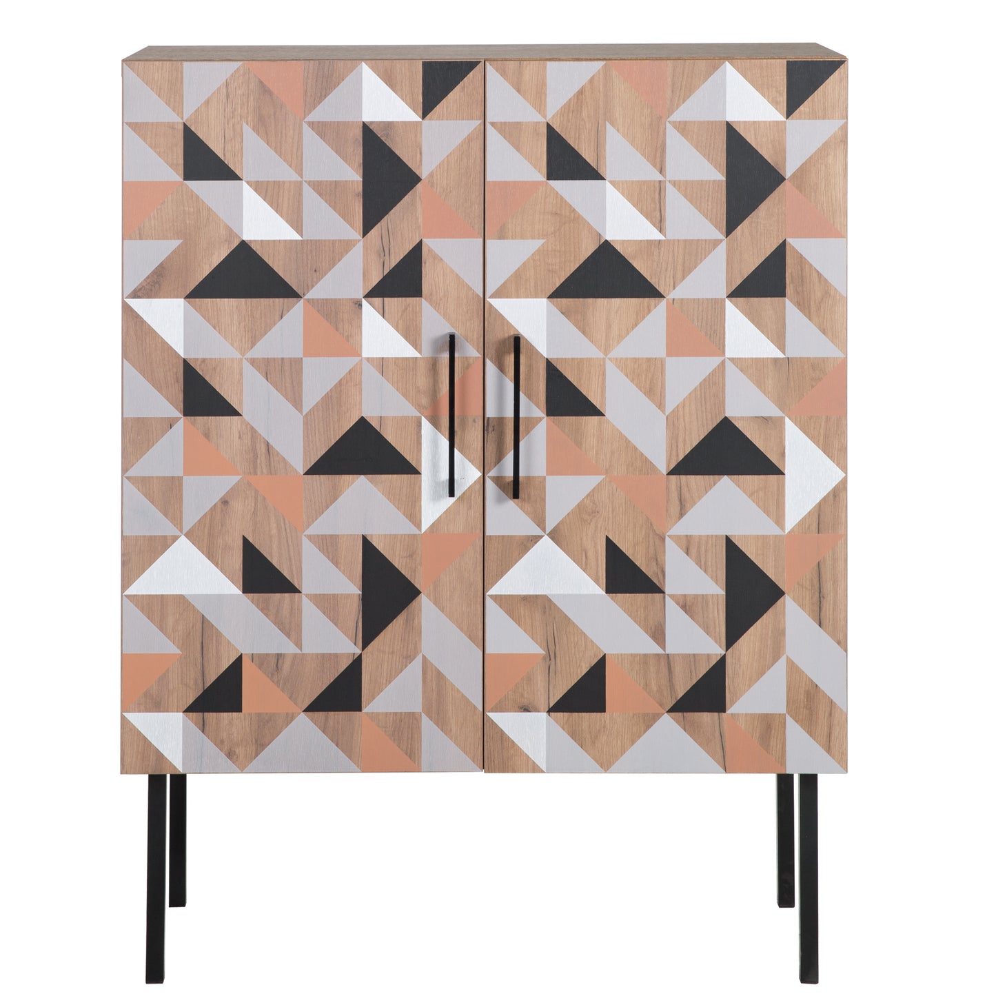 Spectral - Highboard mit 2 Türen mit Soft-Close, bedruckter Front, tobacco oak mit schwarz matt lackierten Metallkomponenten - einrichten-24, Kommoden & Sideboards 