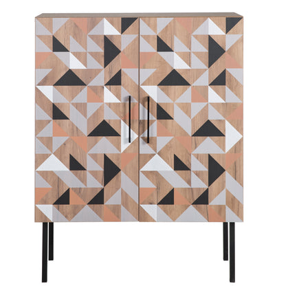 Spectral - Highboard mit 2 Türen mit Soft-Close, bedruckter Front, tobacco oak mit schwarz matt lackierten Metallkomponenten - einrichten-24, Kommoden & Sideboards 