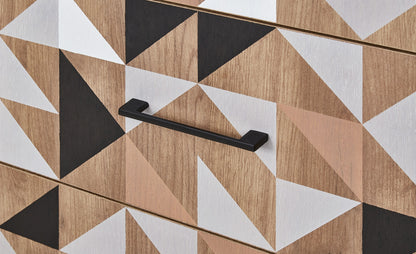 Spectral - Kommode mit 3 Schubladen mit Soft-Close, bedruckter Front, tobacco oak mit schwarz matt lackierten Metallkomponenten - einrichten-24, Kommoden & Sideboards 