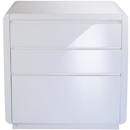 Prana - Kommode, Schrank, Sideboard mit 3 Schubladen, gefrästen Griffen inkl bunte, wechselbare Griffleisten, abgerundeten Kanten, weiss hochglanz - einrichten-24, Kommoden & Sideboards 