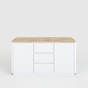 Arctic - Sideboard mit 3 Schubladen und 2 Türen, eingefräste Griffkanten, Oberplatte im Holzdekor, weiss matt lackiert - einrichten-24, Kommoden & Sideboards 