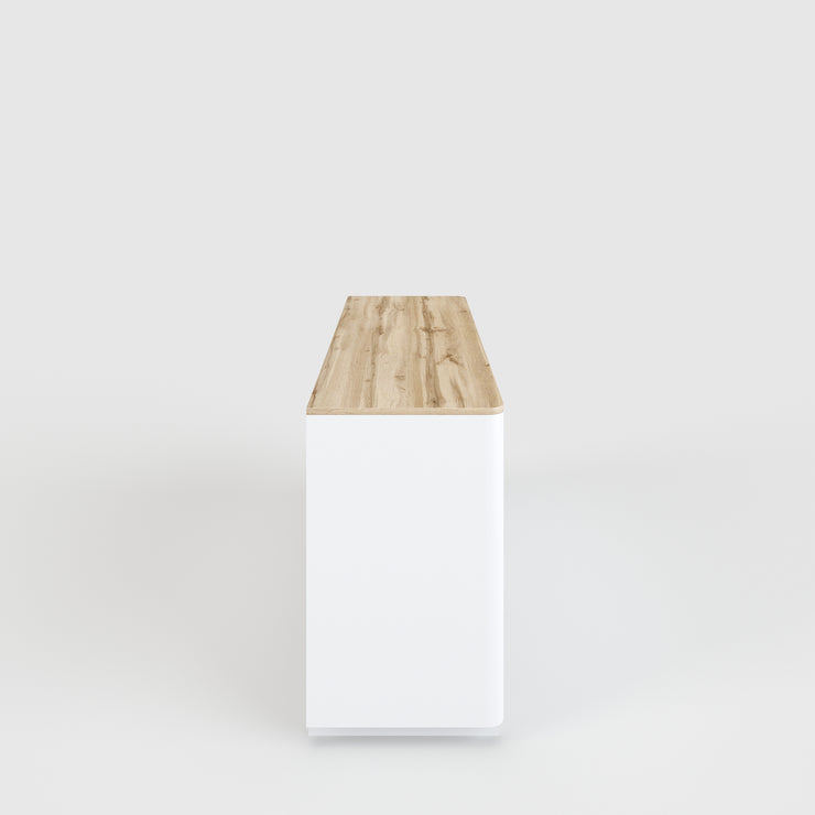 Arctic - Sideboard mit 3 Schubladen und 2 Türen, eingefräste Griffkanten, Oberplatte im Holzdekor, weiss matt lackiert - einrichten-24, Kommoden & Sideboards 