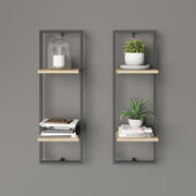 Soho - Wandregal , Floating Shelf, viel Stauraum, Materialkombination aus schwarz-mattem Metall und Eiche-Holzdekor