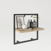 Soho - Wandregal , Floating Shelf, viel Stauraum, Materialkombination aus schwarz-mattem Metall und Eiche-Holzdekor
