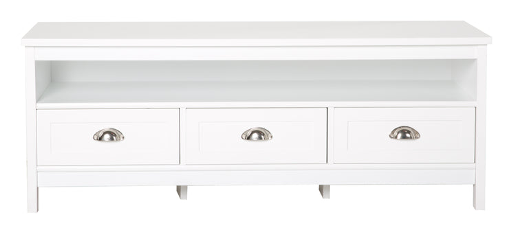 Country - Lowboard, TV Möbel, Mediamöbel mit 1 breiten Ablage und 3 Schubladen, weiss lackiert, Metallgriffe, romantischer Landhausstil - einrichten-24, Couch- & Beistelltische 
