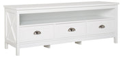 Country - Lowboard, TV Möbel, Mediamöbel mit 1 breiten Ablage und 3 Schubladen, weiss lackiert, Metallgriffe, romantischer Landhausstil - einrichten-24, Couch- & Beistelltische 