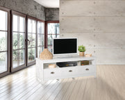 Country - Lowboard, TV Möbel, Mediamöbel mit 1 breiten Ablage und 3 Schubladen, weiss lackiert, Metallgriffe, romantischer Landhausstil - einrichten-24, Couch- & Beistelltische 