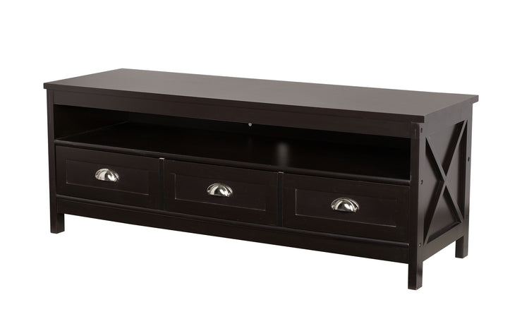 Country - Lowboard, TV Möbel, Mediamöbel mit 1 breiten Ablage und 3 Schubladen, weiss lackiert, Metallgriffe, romantischer Landhausstil - einrichten-24, Couch- & Beistelltische 