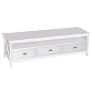Country - Lowboard, TV Möbel, Mediamöbel mit 1 breiten Ablage und 3 Schubladen, weiss lackiert, Metallgriffe, romantischer Landhausstil - einrichten-24, Couch- & Beistelltische 