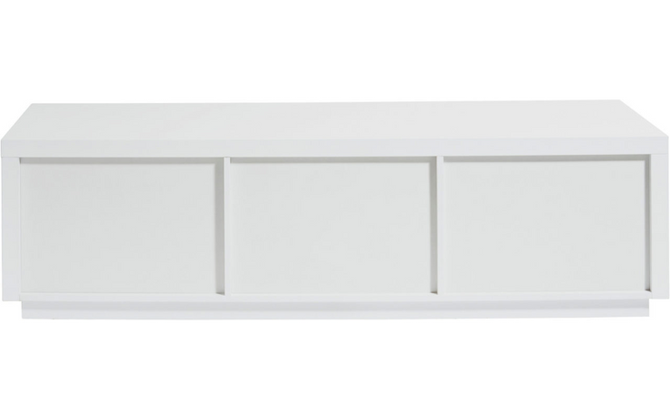 Solina - Lowboard, TV-Möbel, Sideboard mit 2 offene Ablagefächern inkl Kabelöffnung und 2 Schubladen mit gefrästen Griffen und Griffleisten in Eiche Sägerau, weiss hochglanz - einrichten-24, TV- & Mediamöbel 