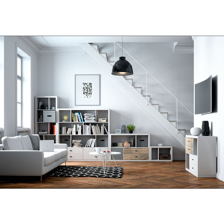 Fortuna - Bücherregal, Raumteiler, Büroregal mit 4 Fächern, asymmetrische Aufteilung, weiss - einrichten-24, Regale & Stauraummöbel 