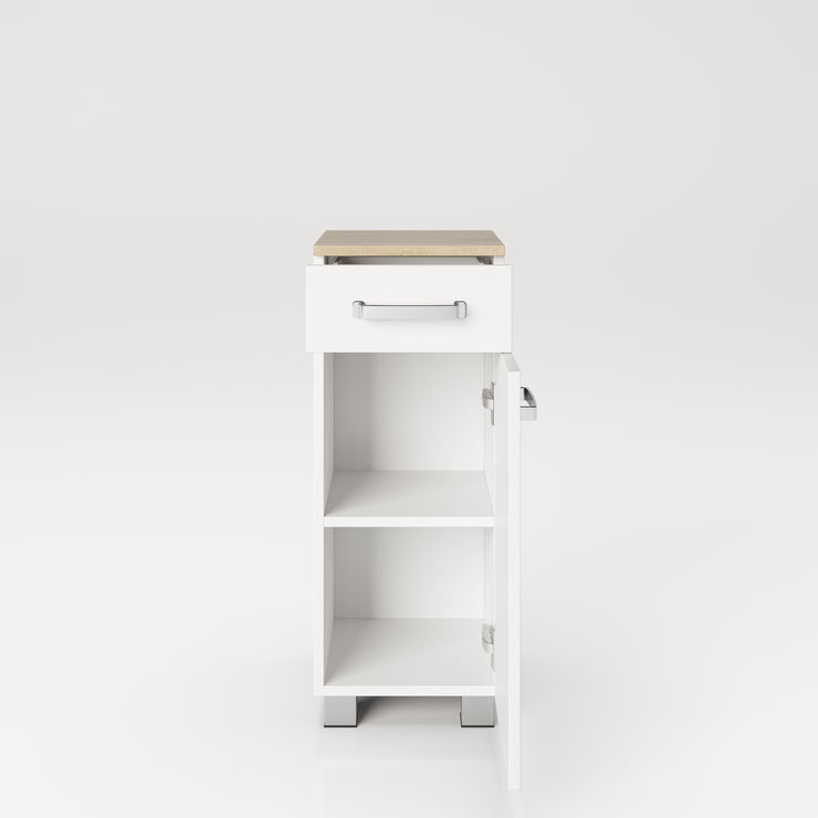 Cosmo Badmöbel - Standregal mit viel Stauraum, 2 Fächer und Soft-Close-Funktion, ABS-Schutzkanten, Optik Weiss / Artisan Eiche