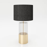 PLAYBOY - Tischlampe "ADRIENNE" mit schwarzem Stoff-Lampenschirm, goldenem Glassockel, Retro-Design,Lampen - playboy