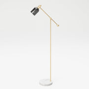 PLAYBOY - Stehlampe "AMBER" mit grauem Glasschirm, Marmorfuss und goldenem Metallgestell, Retro-Design,Lampen - playboy