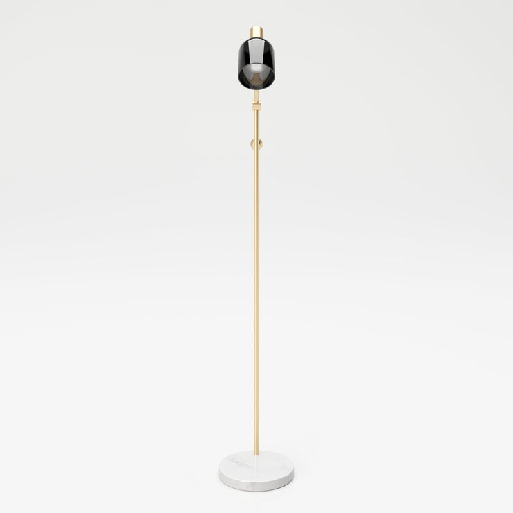 PLAYBOY - Stehlampe "AMBER" mit grauem Glasschirm, Marmorfuss und goldenem Metallgestell, Retro-Design,Lampen - playboy