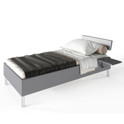 Miami_SET Jugendbett 90x200cm, mit Kopfstütze und Nachttisch, Metallic Lackierung, Carlettering-Logo, Grau Matt