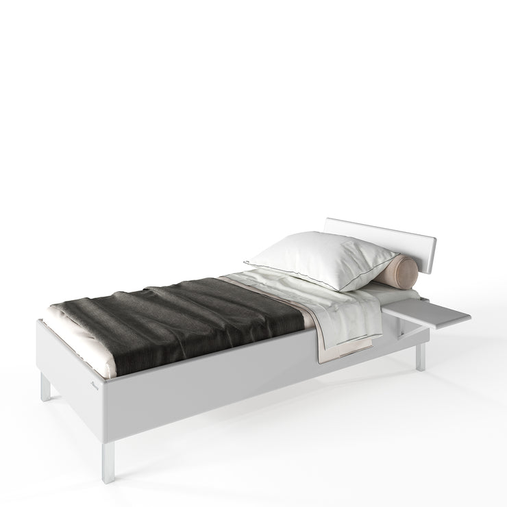 Miami_SET Jugendbett 90x200 , Metallic-Lackierung, chromfarbenes Logo aus hochwertigem Autoschriftzug, Weiß Matt