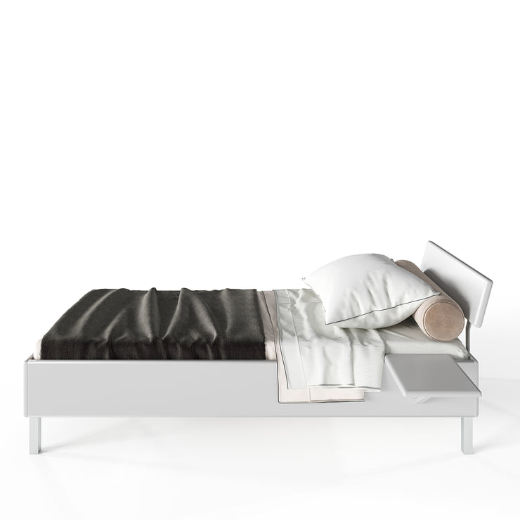 Miami_SET Jugendbett 90x200 , Metallic-Lackierung, chromfarbenes Logo aus hochwertigem Autoschriftzug, Weiß Matt