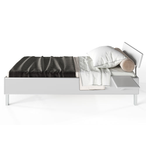 Miami_SET Jugendbett 120x200 , Metallic-Lackierung, chromfarbenes Logo aus hochwertigem Autoschriftzug, Weiß Matt