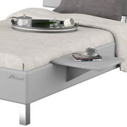 Miami Nachttisch zum einhängen in Jugendbett, Metallic Lackierung, chromfarbenes Logo aus hochwertigem Autoschriftzug, Weiß Matt