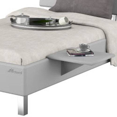 Miami Nachttisch zum einhängen in Jugendbett, Metallic Lackierung, chromfarbenes Logo aus hochwertigem Autoschriftzug, Weiß Matt