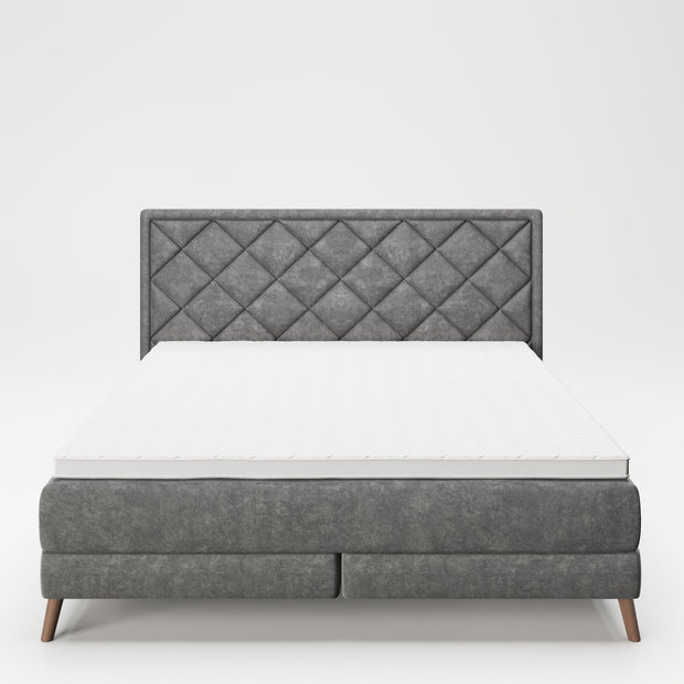 PLAYBOY - Boxspringbett "AUDREY", 160x200, Samtstoffbezug mit Diamond Stitching, inkl Topper und Matratze, anthrazit,Bett - playboy