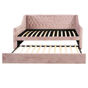 PRINCESS - Tagesbett, gepolstertes Schlafsofa mit Arm- und Rückenlehne, ausziehbar, Samt in Rosa