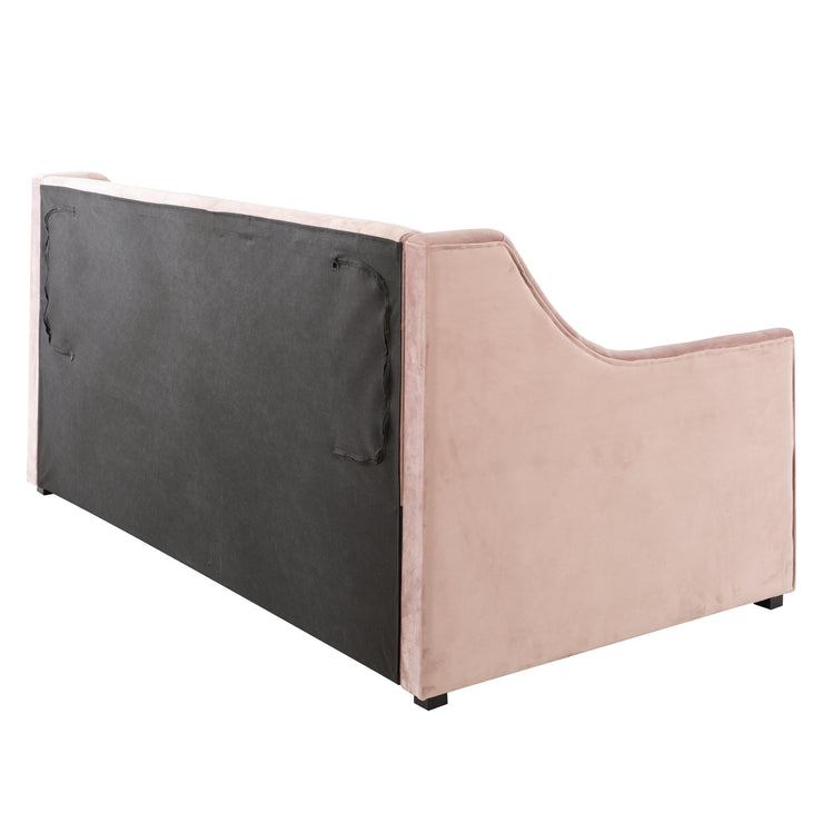 PRINCESS - Tagesbett, gepolstertes Schlafsofa mit Arm- und Rückenlehne, ausziehbar, Samt in Rosa