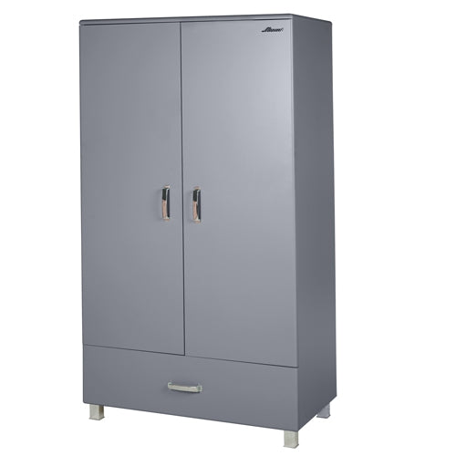Miami - Kleiderschrank, 2türig und 1 Schublade, inkl Kleiderstange und 1 Boden, Soft-Close, Autometallic Lackierung, chromfarbene Griffe, Füsse und Logo aus hochwertigem Autoschriftzug, grau