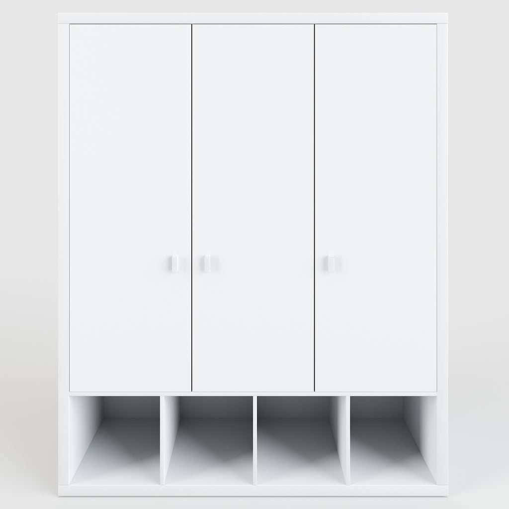 Caro - Kleiderschrank mit 3 Türen und 4 offenen, quadratischen Fächern–  einrichten-24