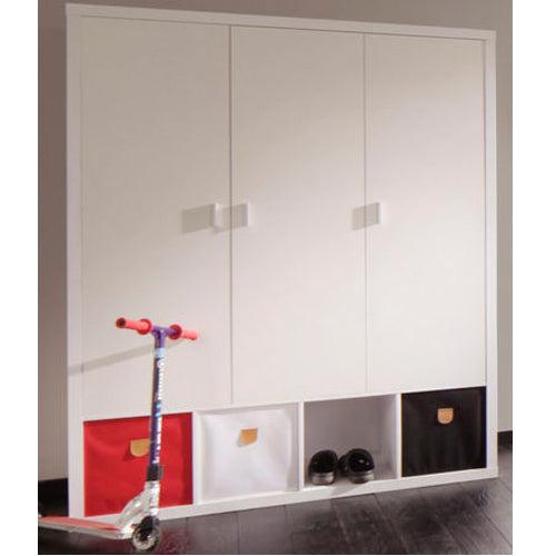 Caro - Kleiderschrank mit 3 Türen und 4 offenen, quadratischen Fächern, modernes Design, weiss - einrichten-24, Regale & Stauraummöbel 