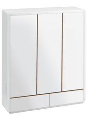 Prana - Kleiderschrank mit 3 Türen und 2 Schubladen, inkl Kleiderstange und viel Stauraum, abgerundete Kanten, weiss hochglanz - einrichten-24, Regale & Stauraummöbel 