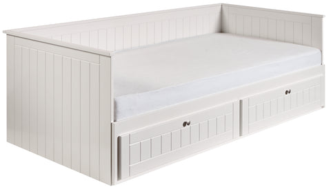 Florenz -ausziehbares Tagesbett mit 2 Schubladen, gefräste Fronten, weiss - einrichten-24, Bett 
