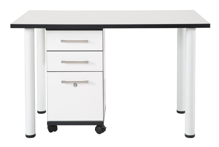 Chicago - höhenverstellbarer Schreibtischfuss aus Metall, 2er Set, weiss eloxiert mit schwarzem Kunststoffgewinde - einrichten-24, Regale & Stauraummöbel 