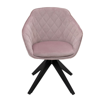 PLAYBOY - Drehstuhl "AMANDA", gepolsterter Sitz und Rücken, Diamond-Stitching, Samtstoff in Rosa, Metallfuss in Anthrazit Matt