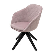 PLAYBOY - Drehstuhl "AMANDA", gepolsterter Sitz und Rücken, Diamond-Stitching, Samtstoff in Rosa, Metallfuss in Anthrazit Matt