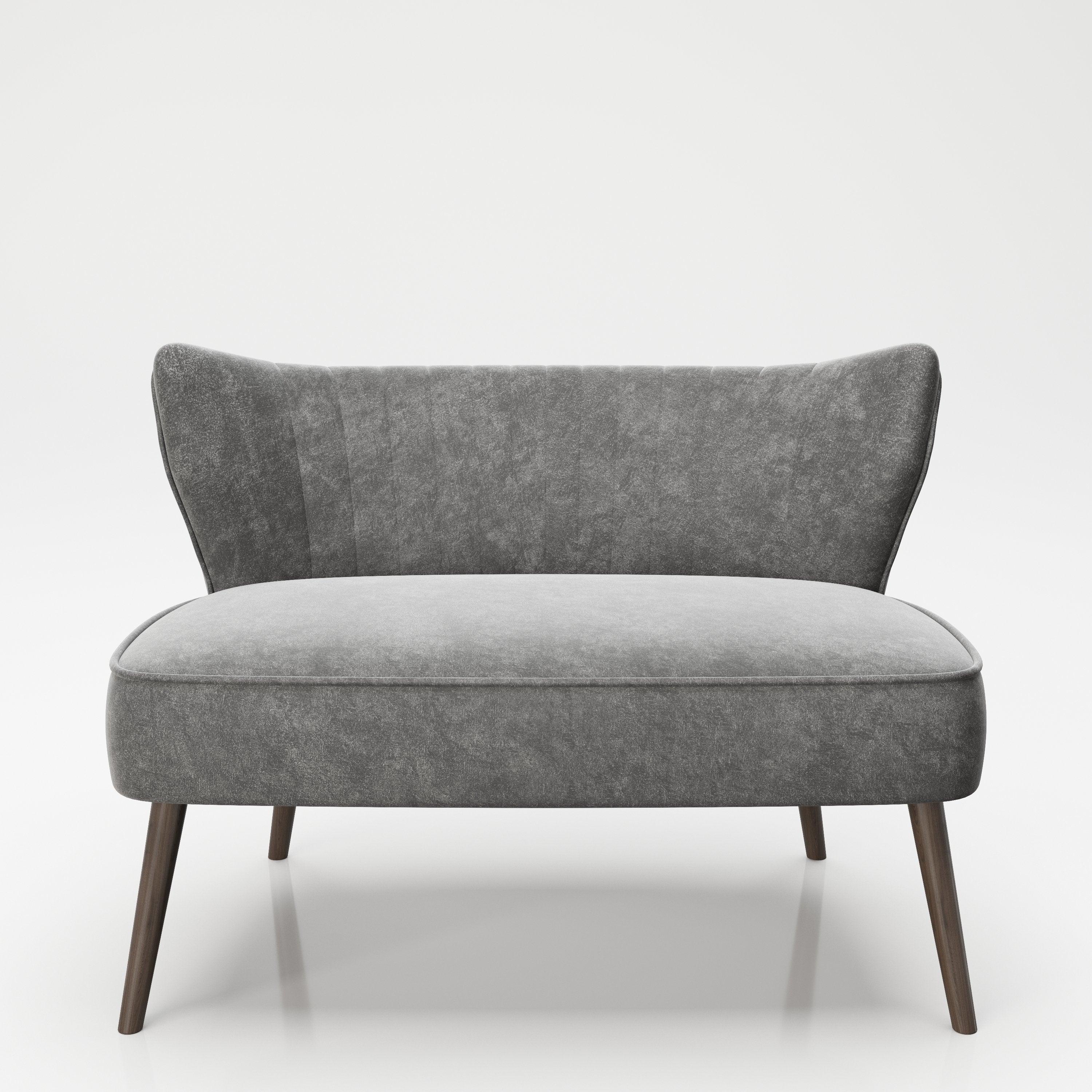Grau, PLAYBOY Sofa, Retro-Design - Couch, Samt in Loveseat – einrichten-24 gepolstert,