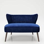 PLAYBOY - Sofa "KELLY", gepolsterter Loveseat mit Rückenlehne, Samtstoff in Blau mit Massivholzfüssen,Sessel & Sitzhocker - playboy