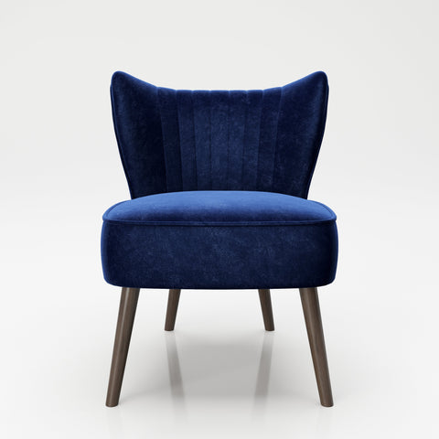 PLAYBOY - Sessel "HOLLY" gepolsterter Lounge-Stuhl mit Rückenlehne, Samtstoff in Blau mit Massivholzfüsse, Retro-Design,Sessel & Sitzhocker - playboy
