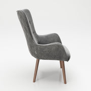 PLAYBOY - Sessel "BRIDGET" gepolsterter Lehnensessel, Samtstoff in Grau mit Massivholzfüssen, Retro-Design,Sessel & Sitzhocker - playboy