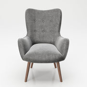 PLAYBOY - Sessel "BRIDGET" gepolsterter Lehnensessel, Samtstoff in Grau mit Massivholzfüssen, Retro-Design,Sessel & Sitzhocker - playboy