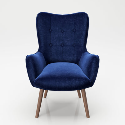 PLAYBOY - Sessel "BRIDGET" gepolsterter Lehnensessel, Samtstoff in Blau mit Massivholzfüssen, Retro-Design,Sessel & Sitzhocker - playboy
